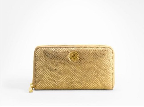 Tory Burch metallic SNAKE ZIP CONTINENTAL WALLET on sale only $157.50 (30%off)