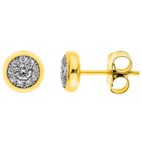 10k Yellow Gold Diamond with Bezel Frame Stud Earrings for $164.99+Free shipping & return