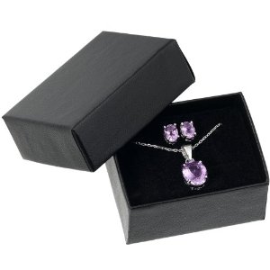 紫水晶吊坠纯银项链及耳钉礼盒  $39