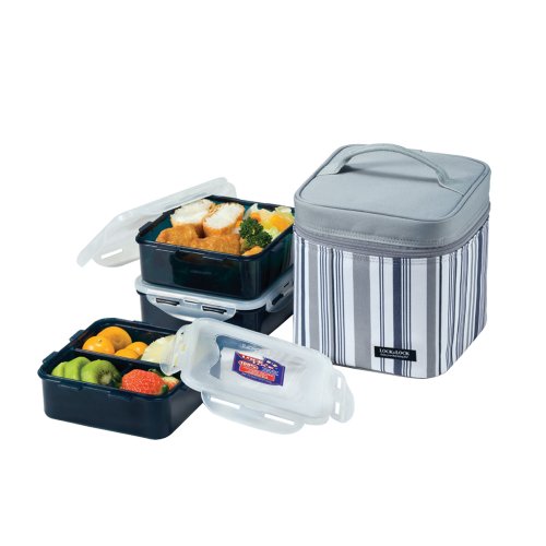 Lock & Lock Square Lunch Box 3-Piece Set with Insulated Bag $17.99