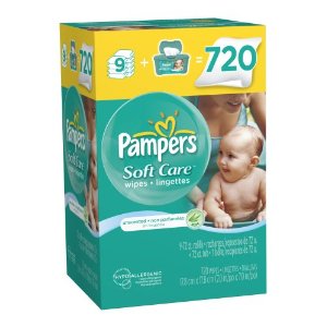 Pampers SoftCare Unscented Wipes 10x Box with Tub 720 Count $14.79