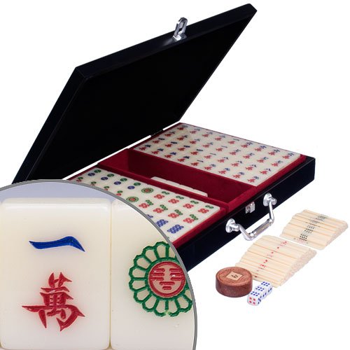 White Tile Chinese Mahjong Game Set in Black Case only $41.99