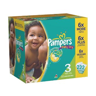 Pampers Baby Dry Diapers, Size 3, 222-Count  $37.75 （30%off）