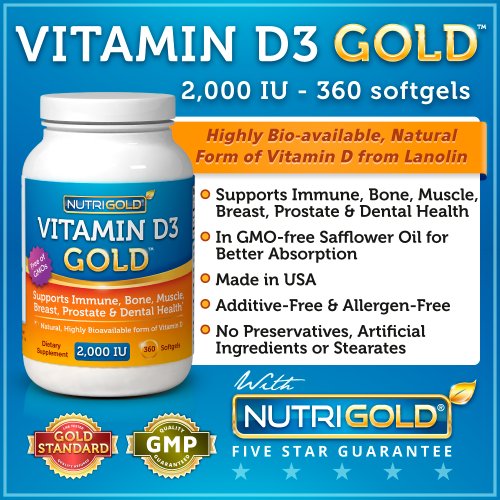Vitamin D3 GOLD - 2000 IU, 360 Softgels   $13.99 with Ss