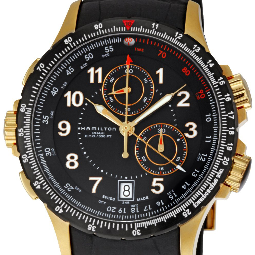 Hamilton Men's H77642333 Khaki ETO Black Chronograph Dial Watch $456.00