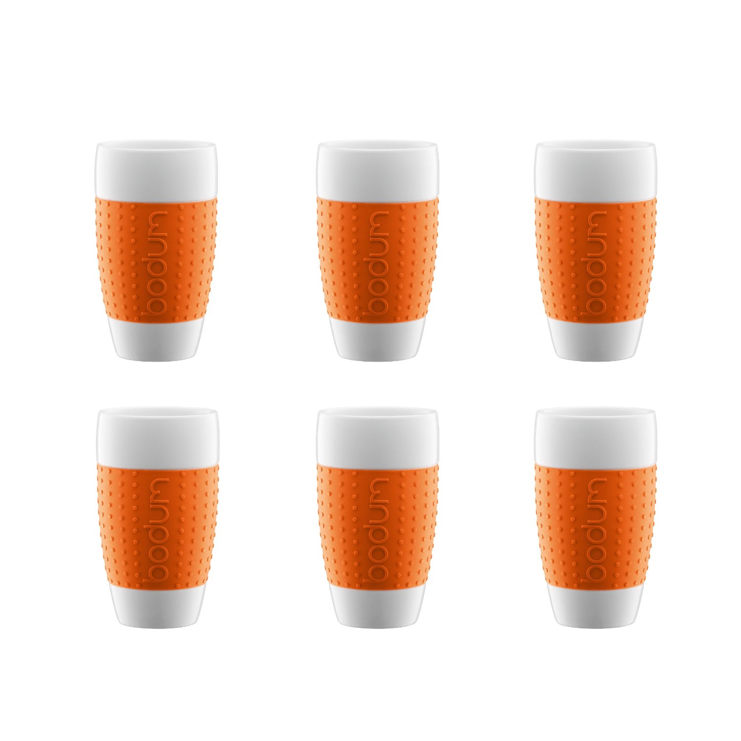   Bodum 17-Ounce Pavina Porcelain Cups with Silicone Grip, Set of 6 - Orange  $45.62