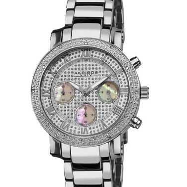 Akribos XXIV Women's AKR440SS Diamond Accented Chrongraph Watch  $69.99 (90%off)＋Free shipping