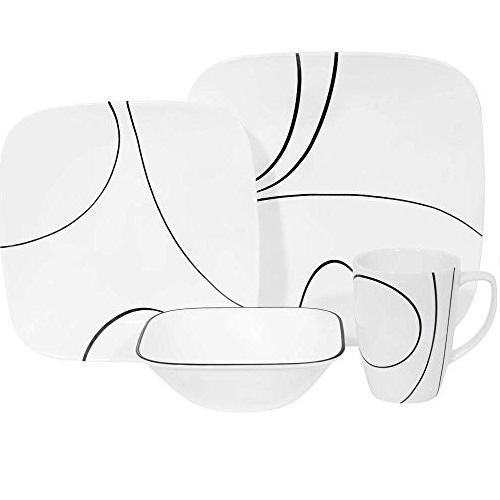 Corelle Simple Lines Square 16-Piece Dinnerware Set, Service for 4 ,only $35.99, free shipping