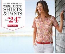 All women's wrinkle-free shirts from $24.99 at Eddie Bauer!