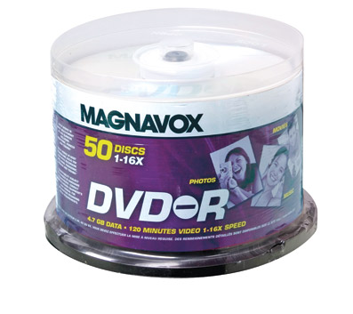 Magnavox 50/pk. DVD-R Spindle Only $8.99(55%off)
