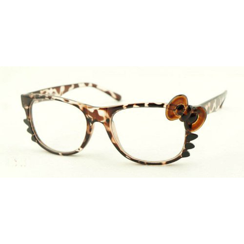 Hello Kitty Leopard Print Bow Tie Clear Lens Glasses Sunglasses$12.99