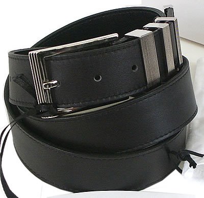 Versace Collection Mens Black Leather Belt Silver Buckle $99.99(62%off)