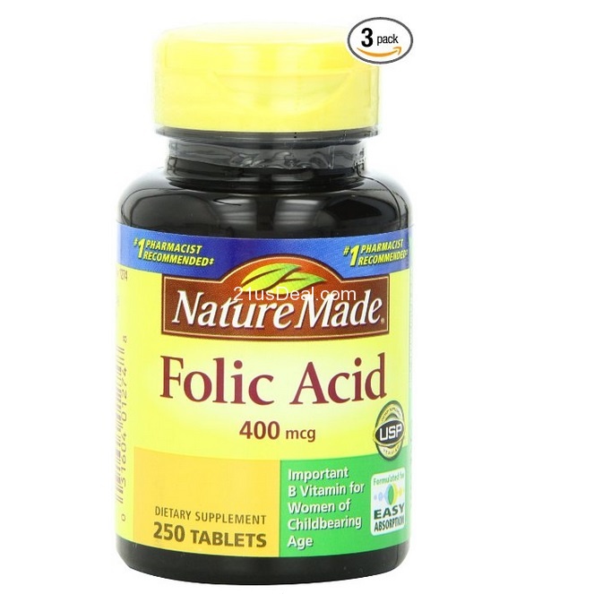 Nature Made Folic Acid 400mcg, 250 Tablets (Pack of 3) $9.15+free shipping