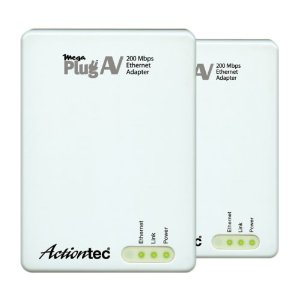Actiontec MegaPlug A/V 200 Mbps Powerline Network Adapter Kit (White)   $39.99 