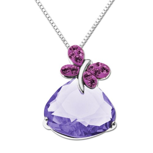 Sterling Silver with Swarovski Elements Butterfly Pendant Necklace, 18