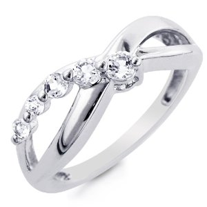 Sterling Silver and White Sapphire Journey Ring $15.95 