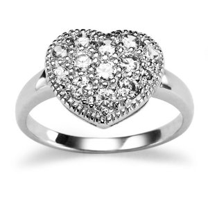 Sterling Silver Cubic Zirconia Heart Ring $14.99