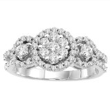 14k White Gold 3-Stone Pressure Set Diamond Ring $635.00  