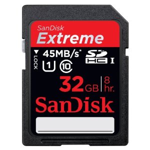SanDisk Extreme 32GB 45MB/s SDHC Flash Memory Card $24.99