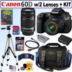 Canon EOS 60D Digital SLR Camera with EF-S 18-55mm Lens & EF-S 75-300mm Lens + 16GB Deluxe Accessory Kit $999.00 