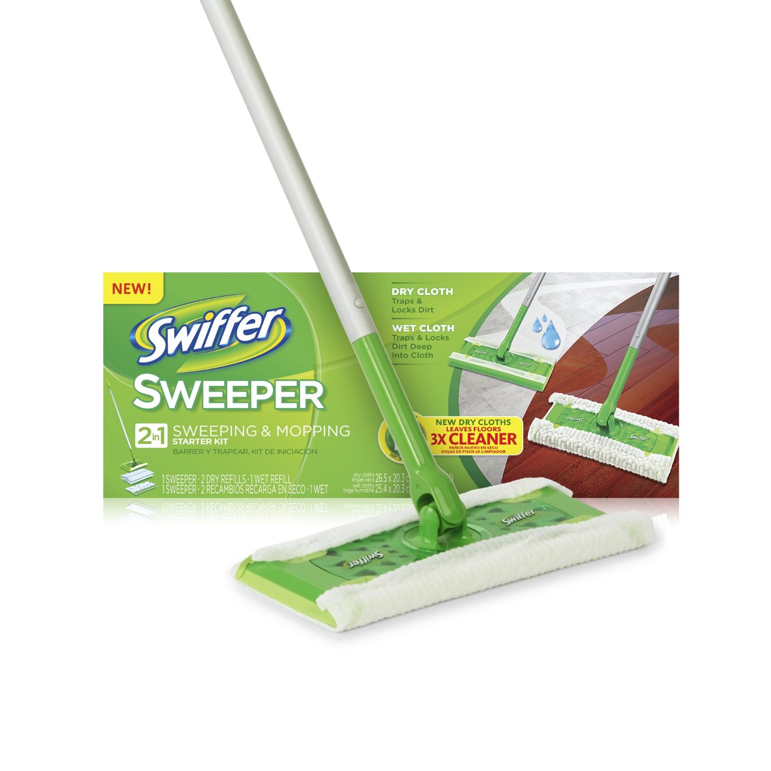 Swiffer Sweeper 2 in 1 Mop and Broom Floor Cleaner Starter Kit $6.99