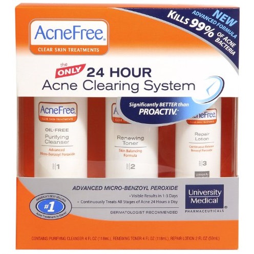 AcneFree Clear Skin System, 3-Step Kit (Purifying Cleanser, Renewing Toner, Repair Lotion), only $8.39 
