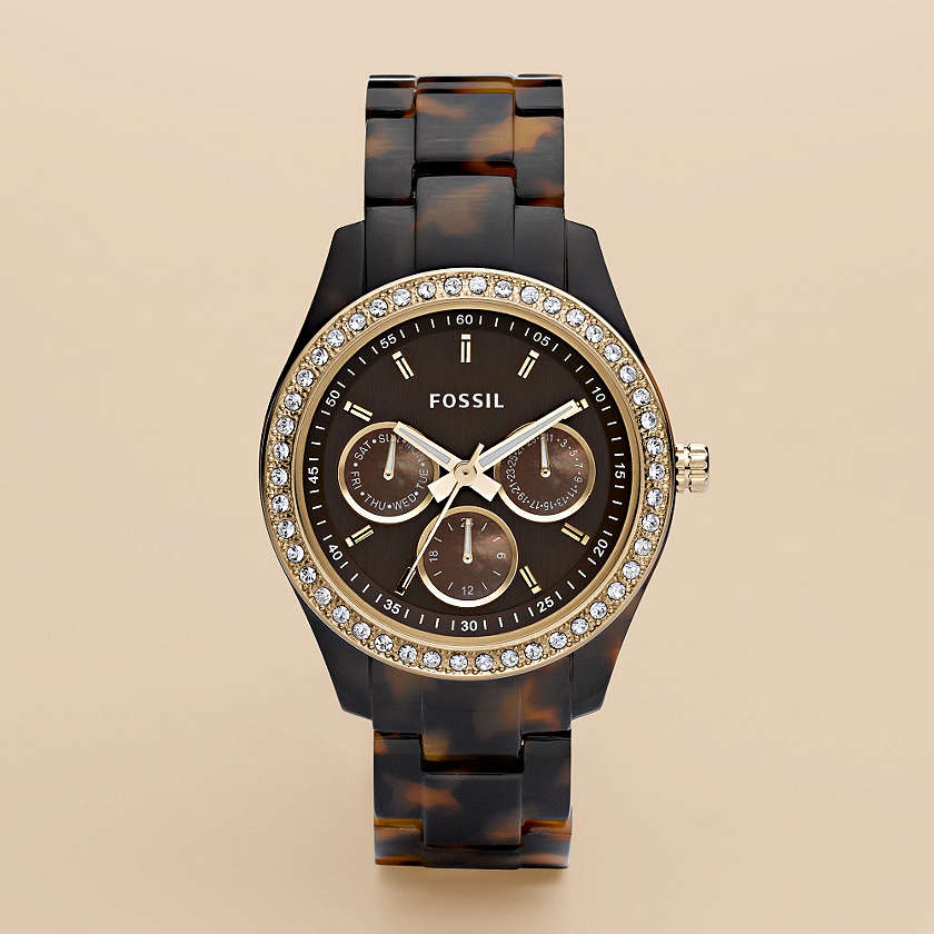 Fossil Stella Resin Watch - Tort with Gold-Tone女款休閑手錶 $79.49 (24%off)