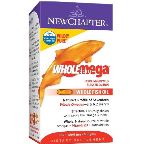 New Chapter Wholemega Fish Oil Supplement with Omega-3, Vitamin D3 and Astaxanthin - 120 Count, only $20.99, free shipping
