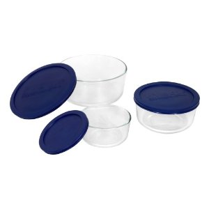 Pyrex 6010170 Storage 6-Piece Round Set, Clear with Blue Lids $12.92