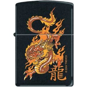 Zippo Lighter - Oriental Orange Dragon 7364, Black Matte $24.00 + Free Shipping