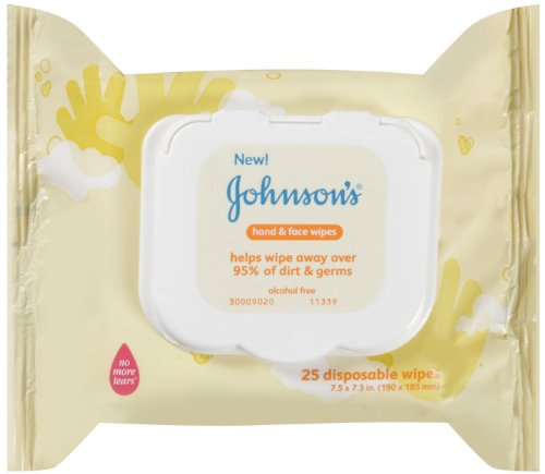 Johnson's Baby Hand and Face Wipes, 25-count (Pack of 2) $3.20