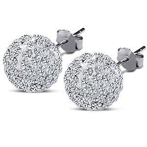Swarovski Ball Stud Sterling Silver Earrings. 6mm Each 2 Carat Total Weight  $0.01