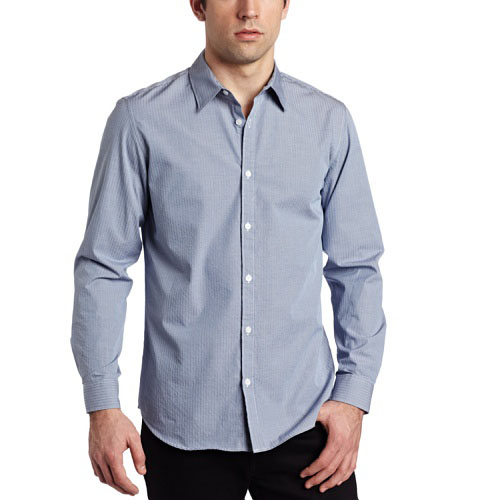 Calvin Klein 男士蓝色长袖休闲衬衫 断码折扣 $43.09（45%）