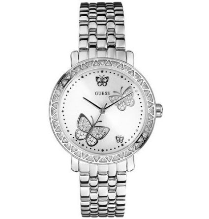 Guess Women's G86013L Silver Stainless-Steel Quartz Watch with White Dial $78.45