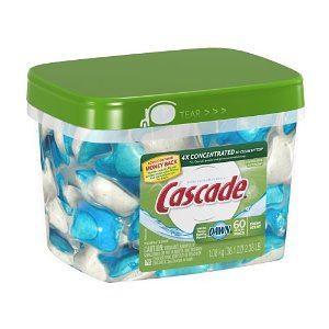 Cascade ActionPacs, Dishwasher Detergent, 60-count Container  $9.42
