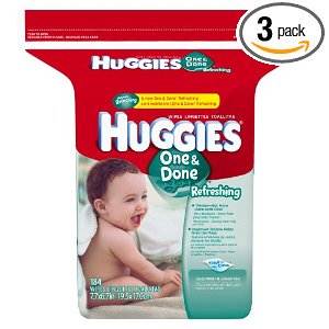 Huggies One & Done Refreshing Baby Wipes, 184-Count Pack (Pack of 3) $14.59