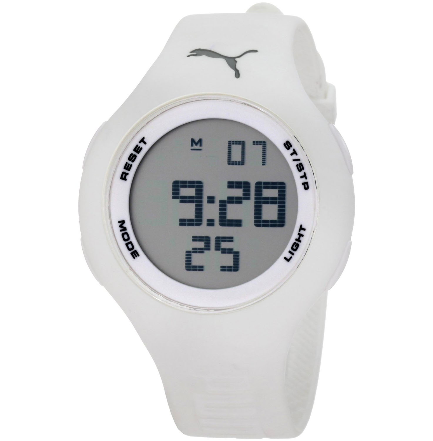 前衛活躍派！PUMA彪馬PU910801010白色中性運動LCD數字腕錶$30.77(38%off)