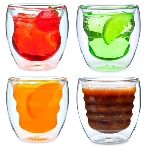Curva Artisan Series Double Wall Beverage Glasses and Tumblers - Unique 8 oz Thermo Insulated Drinking Glasses, Set of 4 $32.95+free shipping