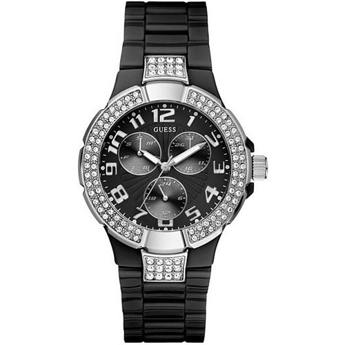 Guess黑色女款鑲鑽手錶 現打折31% 僅售$79.50免運費