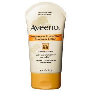 Aveeno, Continuous Protection Sunblock Lotion, SPF 55, 4 Ounce Tube $4.69