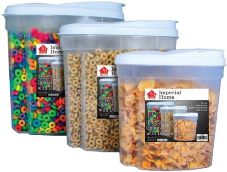 Imperial MW1196 Plastic 3 Piece Cereal Dispenser Set - Dry Food Storage Containers  $9.97
