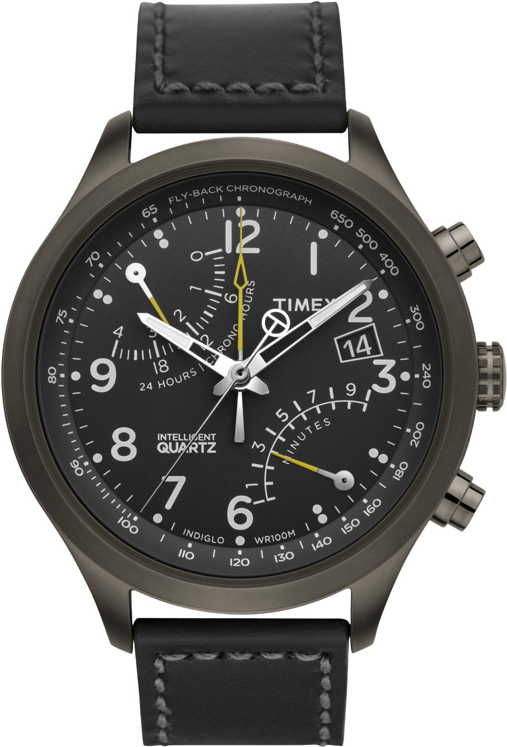 Timex Men's T2N699DH Intelligent Quartz T Series Racing Fly Back Chrono Stainless steel Case Black Strap Watch  $105.00