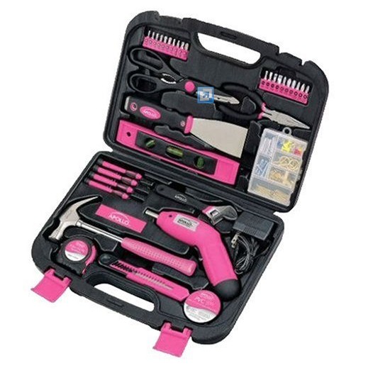 Apollo Precision Tools粉色家用必备工具箱，135件，原价$59.99，现仅售$29.99，免运费