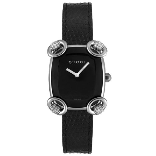 GUCCI Women's YA117505 117 Horsebit Collection Diamond Black Lizard Watch $1,024.97+free shipping