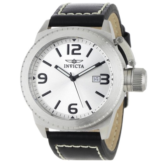 Invicta Men's 1110 Corduba Collection Silver Dial Black Leather Watch $47.74+free shipping
