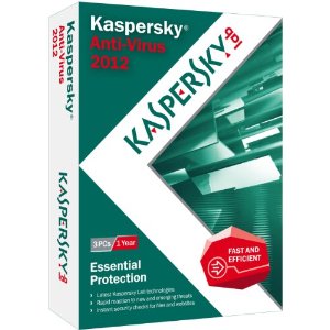 又降！Kaspersky卡巴斯基反病毒软件2012版（3人用）现打折81%仅售$11.49