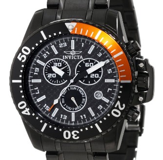 Invicta Men's 11290 Pro Diver Chronograph Black Carbon Fiber Dial Black Stainless Steel Watch $94.32+free shipping