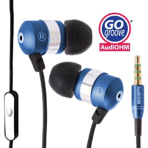 GOgroove audiOHM HF Blue Earbud Headset with Hands-Free Microphone for Smartphones $14.99