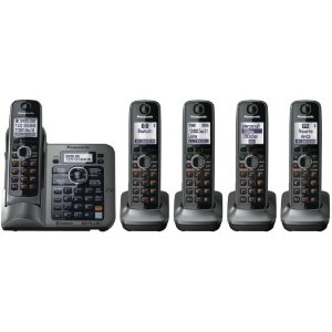 Panasonic KX-TG4745B DECT 6.0 Cordless Phone with Answering System, Black, 5 Handsets $94.99+free shipping