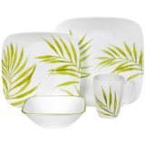 Corelle Bamboo Leaf Square Round 16-Piece Dinnerware Set, Service for 4 $50.62